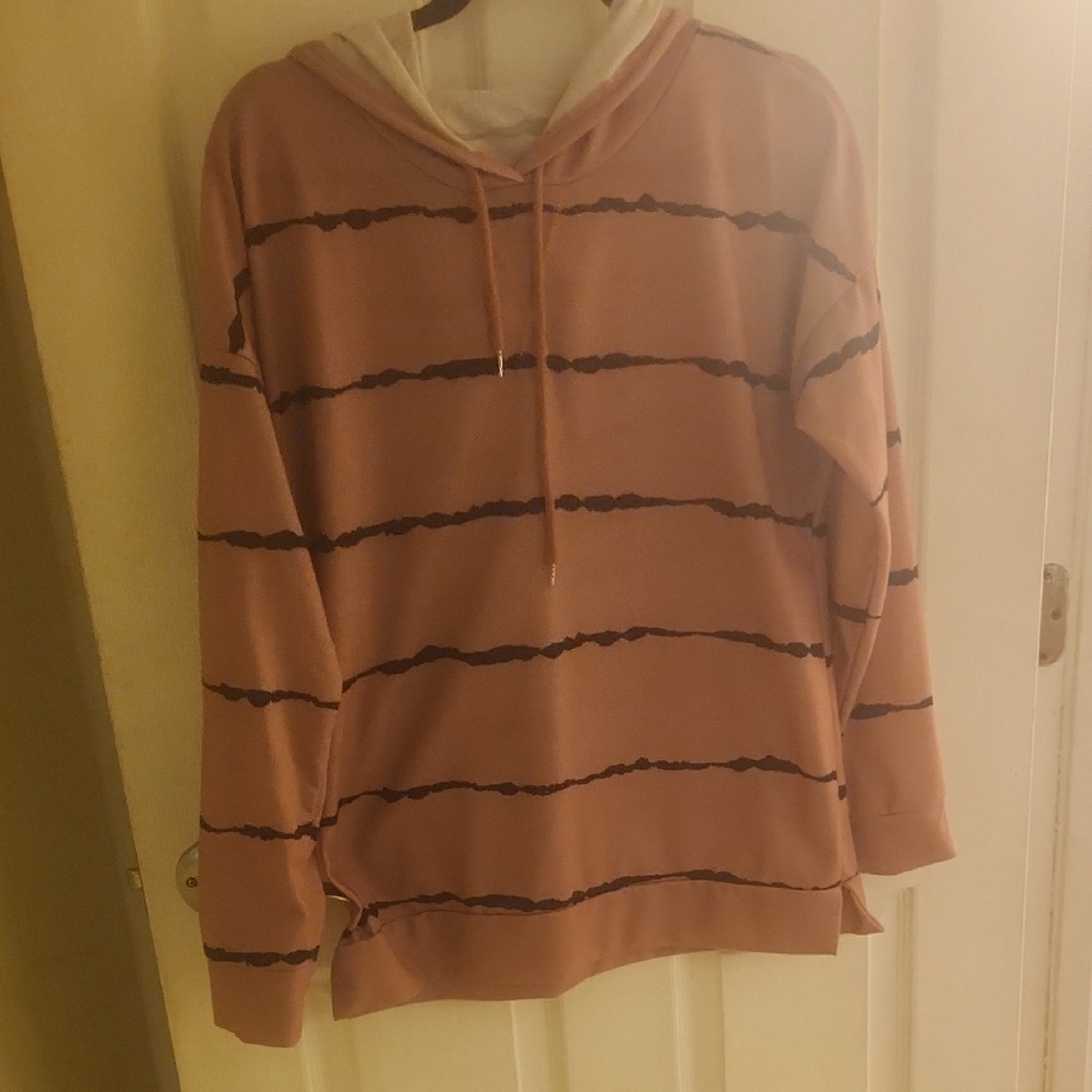 Striped Pink Hoodie Sweatshirt